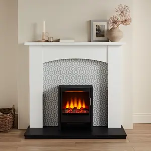 Focal Point Nebraska White & black MDF Fireplace surround set