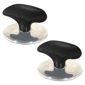 SPARES2GO Universal Pan Lid Handle 6cm Saucepan Slow Cooker Steamer Pot Knobs (Black / Chrome Silver, Pack of 2)