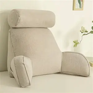 Deluxe Backrest Pillow - Armchair Pillow - Sit Up Pillow With Arms - Backrest Pillow With Adjustable Headrest And Side Pocket