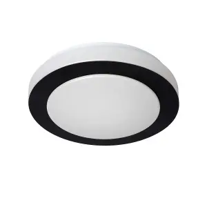 Lucide Dimy Modern Flush Ceiling Light Bathroom 28,6cm - LED Dim. - 1x12W 3000K - IP21 - 3 StepDim - Black