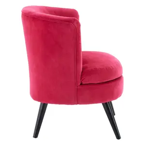 Interiors By Premier Elegant Round Plush Pink Cotton Velvet Armchair, Velvet Upholstered Comfortable Armchair For Livingroom