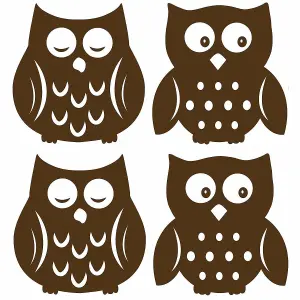 Wallpops 4 x Large Kids Self-Adhesive Brown Owls Wall Stickers