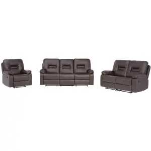 Faux Leather Manual Recliner Living Room Set Brown BERGEN