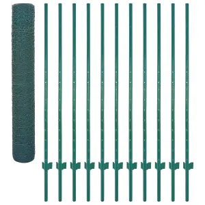 Berkfield Wire Mesh Fence with Posts Steel 25x2 m Green