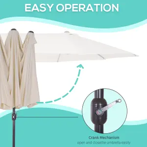 Outsunny Sun Umbrella Canopy Double-sided Crank Sun Shade Shelter 4.6M Beige