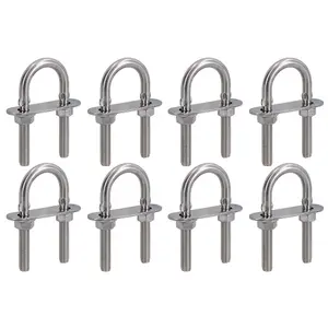 M8 28mm x 75mm U-Bolt / N-Bolt Stainless Steel Marine Grade Boat Trailer 8 Pack