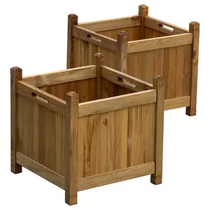 Woodside Stanfield Square Wooden Planter 2 PACK