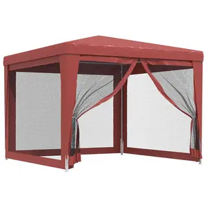 Berkfield Party Tent with 4 Mesh Sidewalls Red 3x3 m HDPE