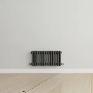 Horizontal Anthracite Triple Column Radiator (H) 300mm x (W) 605mm, 1900 BTU.