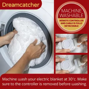 Dreamcatcher Deluxe Single Electric Blanket Single Control Fitted Polar Fleece Heated Bed Underblanket 190 x 90cm 3 Heat Settings