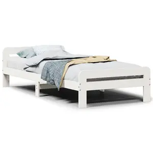 Berkfield Bed Frame without Mattress White 90x190 cm Single Solid Wood Pine