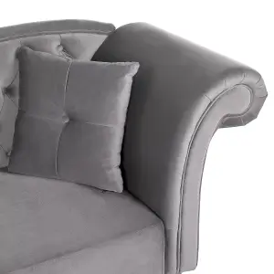 Right Hand Chaise Lounge Velvet Grey LATTES