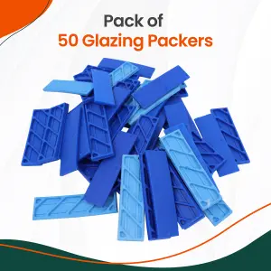 50 Pack Blue Plastic Window and Glazing Packers Spacers 5mm Thick Flat Spacers Frame Fixing