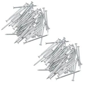 2mm x 60mm Round Headed Wire nails For Concrete Brick Wood 90pc Zinc Plated