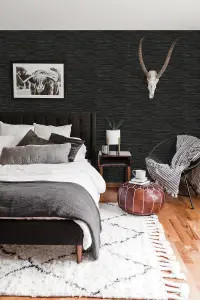 NuWallpaper NUS4992 Grassweave Peel & Stick Wallpaper, Black