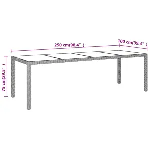 Berkfield Garden Table with Glass Top Brown Poly Rattan