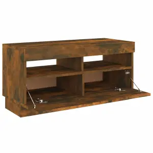 vidaXL TV Cabinet with LED Lights Smoked Oak 80x35x40 cm