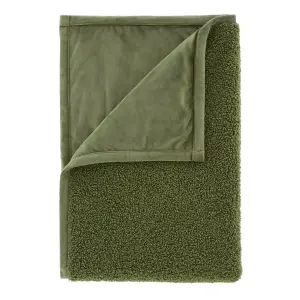 Catherine Lansfield So Soft Velvet Boucle 130x170 cm Blanket Throw Olive Green