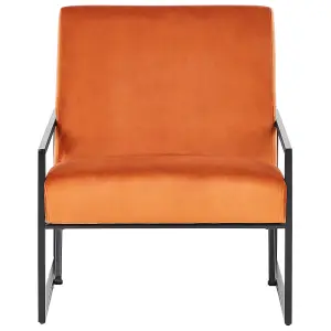 Beliani Modern Armchair DELARY Velvet Orange