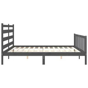 Berkfield Bed Frame with Headboard Grey 200x200 cm Solid Wood