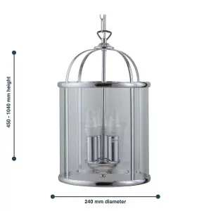 First Choice Lighting Set of 2 Polished Chrome Lantern Pendants