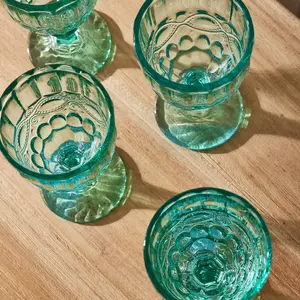 Set of 6 Vintage Luxury Turquoise Drinking Wine Glass Wine Goblets 350ml