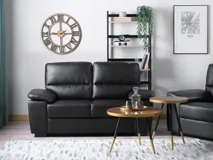 2 Seater Faux Leather Sofa Black VOGAR