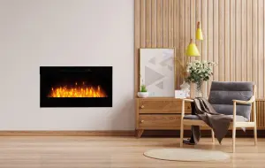 Dimplex Prism 34 1.1kW Gloss Black Glass effect Electric Fire (H)457mm (W)823mm (D)179mm