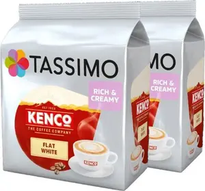 Tassimo Kenco Flat White Coffee Pods (Pack Of 2, Total 16 Servings)