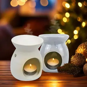 New Pack Of 4 Ceramic Oil Burner Tea Light Melts Candle Holder Kit