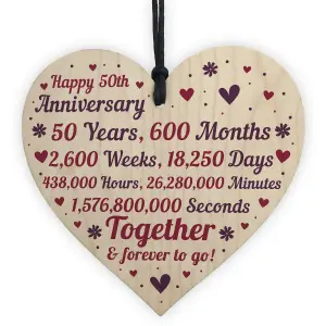 Red Ocean Anniversary Handmade Wooden Heart To Celebrate Gold Golden 50th Wedding Anniversary Gift For Husband Wife