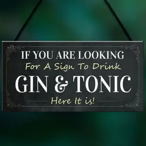 Red Ocean Funny Gin And Tonic Bar Sign Novelty Home Bar Decor Plaque Gin Gifts For Friend