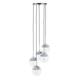 Interiors by Premier Revive Chrome Finish Five Pendant Lights