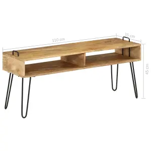 Berkfield TV Stand Solid Mango Wood 110x35x45 cm