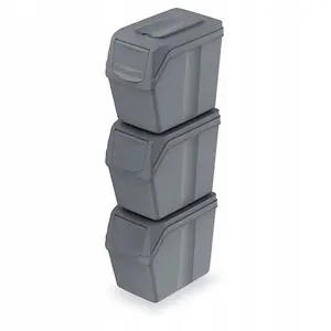 Sorting Waste Bin Recycling Segregation Stackable Lidded Grey 1x25L