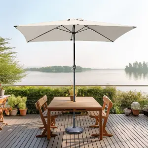 SunDaze 2x3M Cream Garden Parasol Sun Shade Umbrella with Crank Handle & Tilt Mechanism