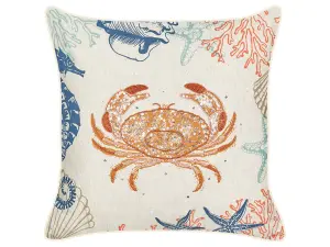 Throw Cushion SARGASSUM Linen 45 x 45 cm Animal Embroidery Beige