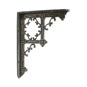 Oakcrafts - Pair of Antique Cast Iron Gothic Temple Shelf Brackets - 230mm x 170mm