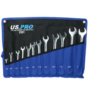 AF Imperial SAE Combination Spanner Wrench Set 1/4" - 1" 12pc Set