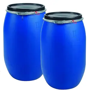 Large 120L Plastic Blue Open Top Food Grade Keg Barrel Storage Drums With Ring Latch & Lid