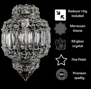 K9 Crystal Moroccan Style Pendant Ceiling Light Shade Brass Finish