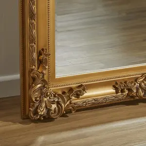 Wall Mirror Grand Louis Rectangular Shape with Antique Gold Frame- H 180cmxW 90cmxD 6.5cm for Hanging in Living Room, Bedroom