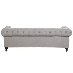 3 Seater Fabric Sofa Light Grey CHESTERFIELD