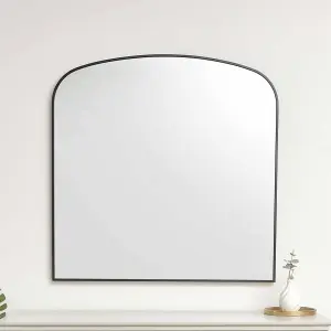 Melody Maison Large Black Framed Arched Wall Mirror 92cm x 91cm