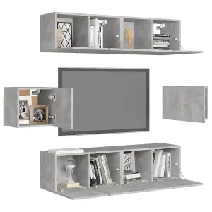 Berkfield 6 Piece TV Cabinet Set Concrete Grey Engineered Wood