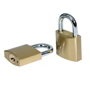 Smith & Locke Brass Open shackle Padlock (W)30mm, Pack of 2