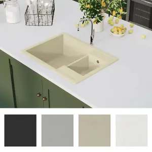 Berkfield Kitchen Sink with Overflow Hole Double Basins Beige Granite