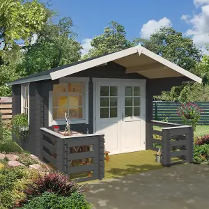 Lasita Osland Lola 2 Log Cabin with Terrace - 3m x 3m - Traditional Log Cabin