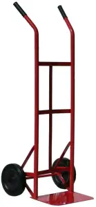 Solid Wheel Sack Truck, Tubular Red Steel, 2 Heavy Duty Solid Wheels, Fixed Toe Plate, Rubber Gripped Handles - 150kg Capacity