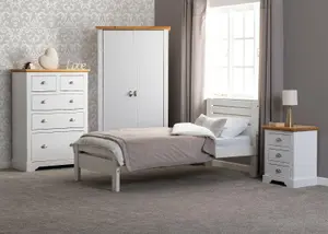 Toledo 3ft 90cm Single Bed Frame in White PINE and MDF